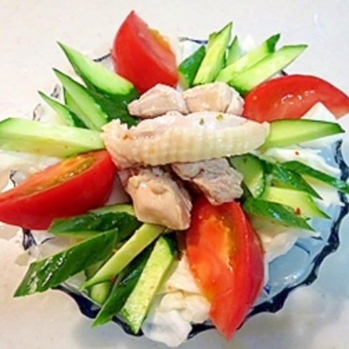 さっぱりあっさり!野菜がたっぷり鶏の冷しゃぶ